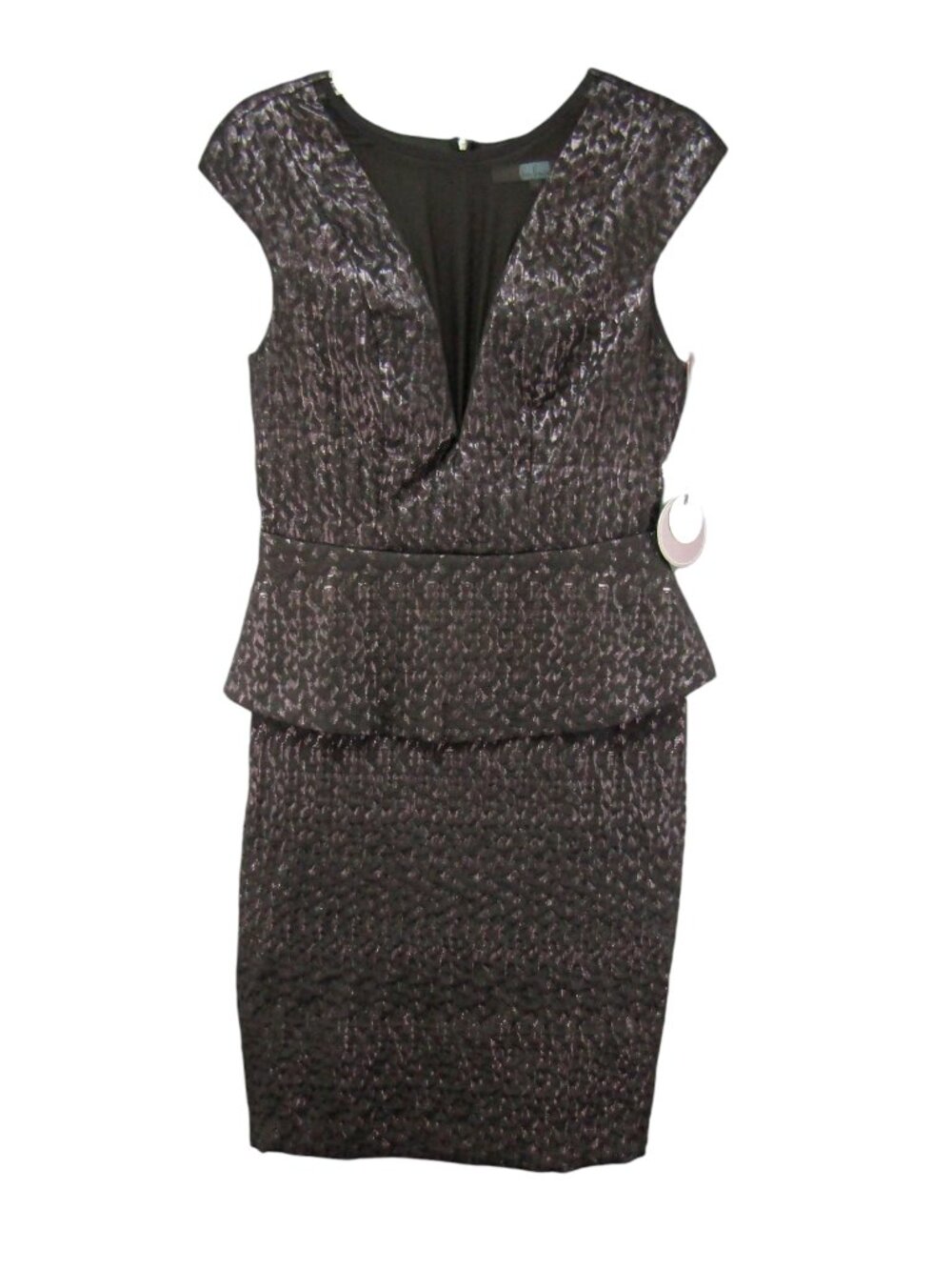 Eva Franco Paloma Black Jacquard Peplum Dress Womens Size 4 No Belt New Tag